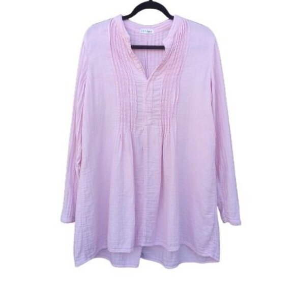 FREE PEOPLE x CP SHADES | Pastel Pink Yoko Tunic Dress Cotton Gauze Oversized XS - Picture 3 of 14